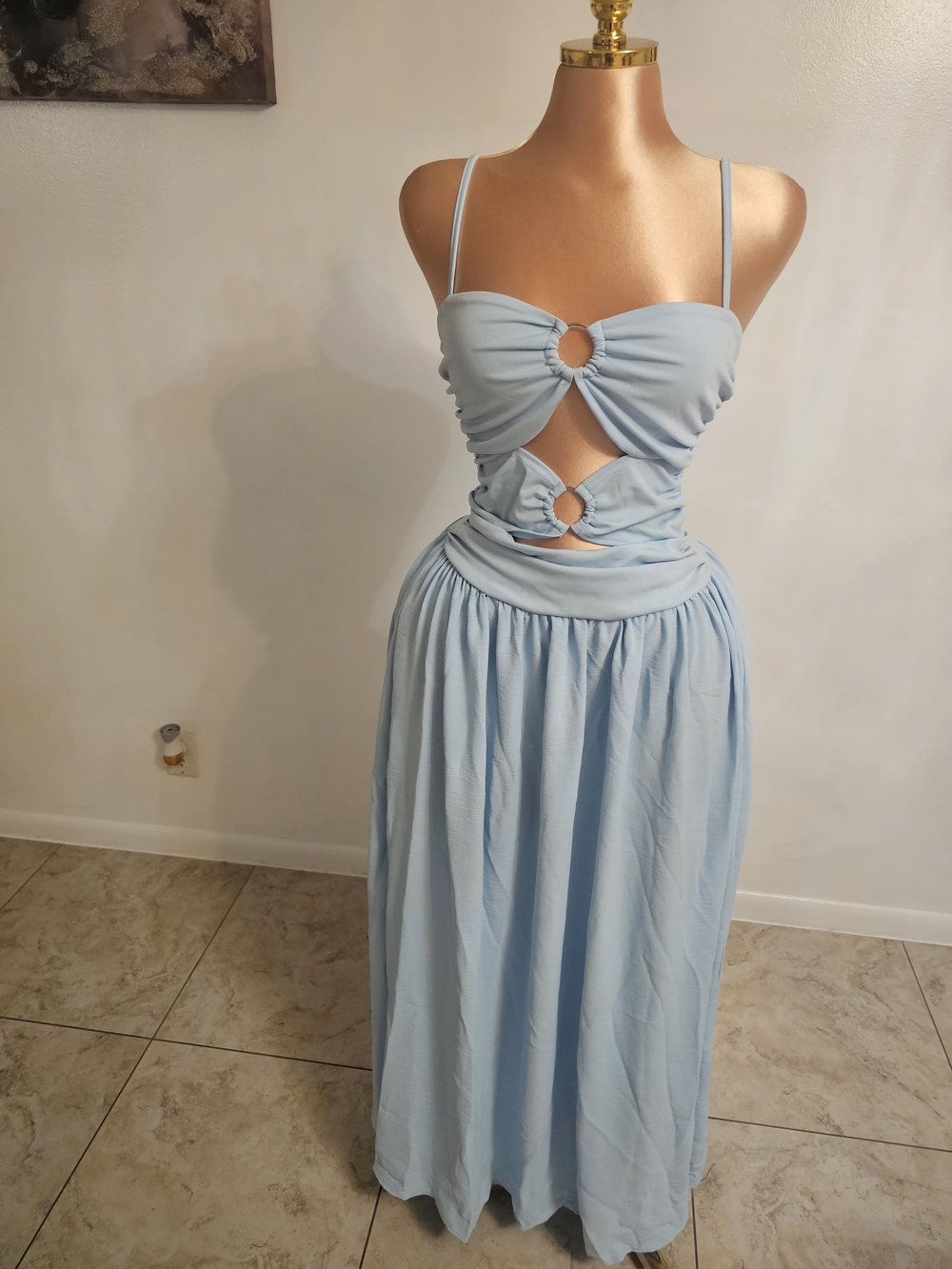 Light Blue Cutout Maxi Dress - Women - Picture 4 of 5